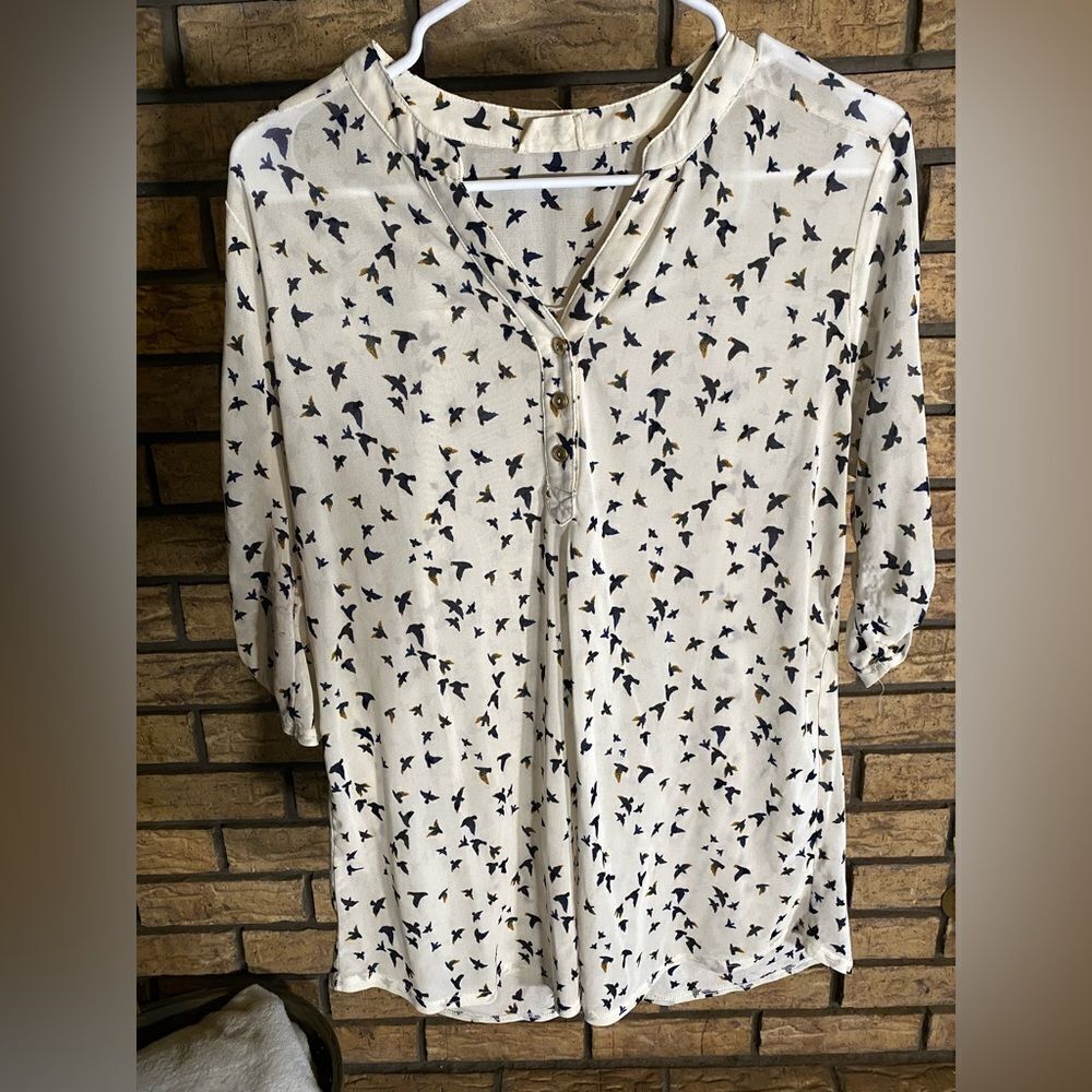 Ember‎ sheer white blouse with birds